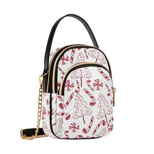 4667 Christmas Cell Phone Purse Candy Cane Xmas Lollipop Crossbody Handbag